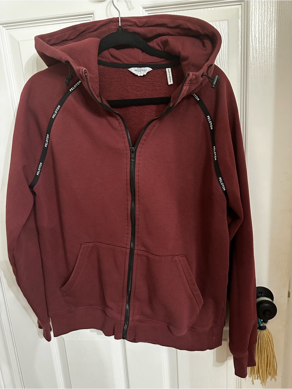 Peloton Men's Zip-Up Hooded Jacket in Burgundy